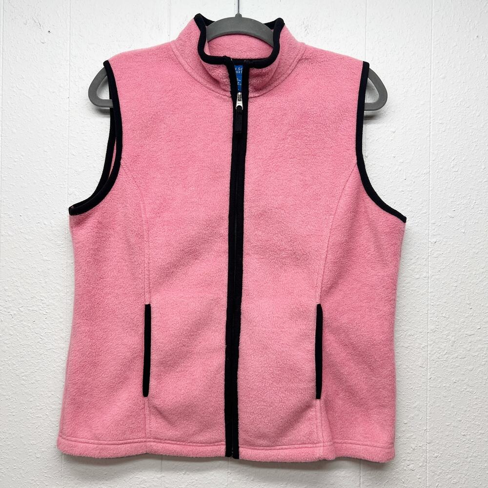 Karen Scott Full Zip Pink Fleece Vest Womens Medium Casual Work School Lounge